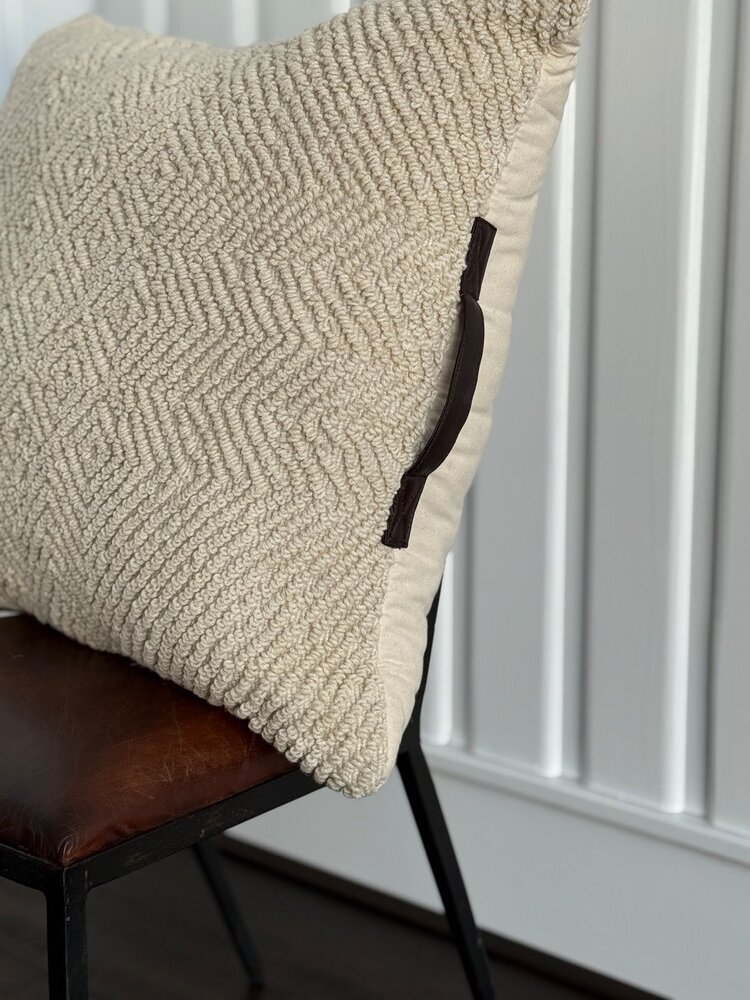 Cream Phaedra Brocade Wool Floor Cushion - FH