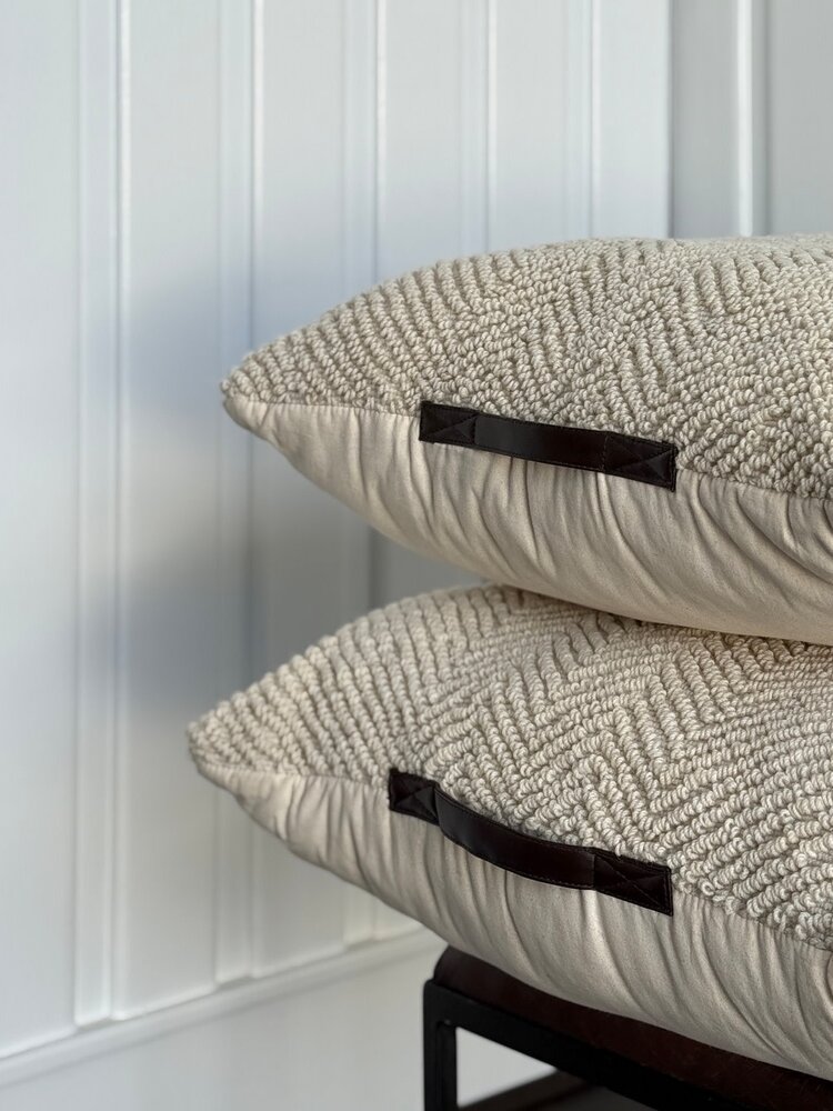 Cream Phaedra Brocade Wool Floor Cushion - FH