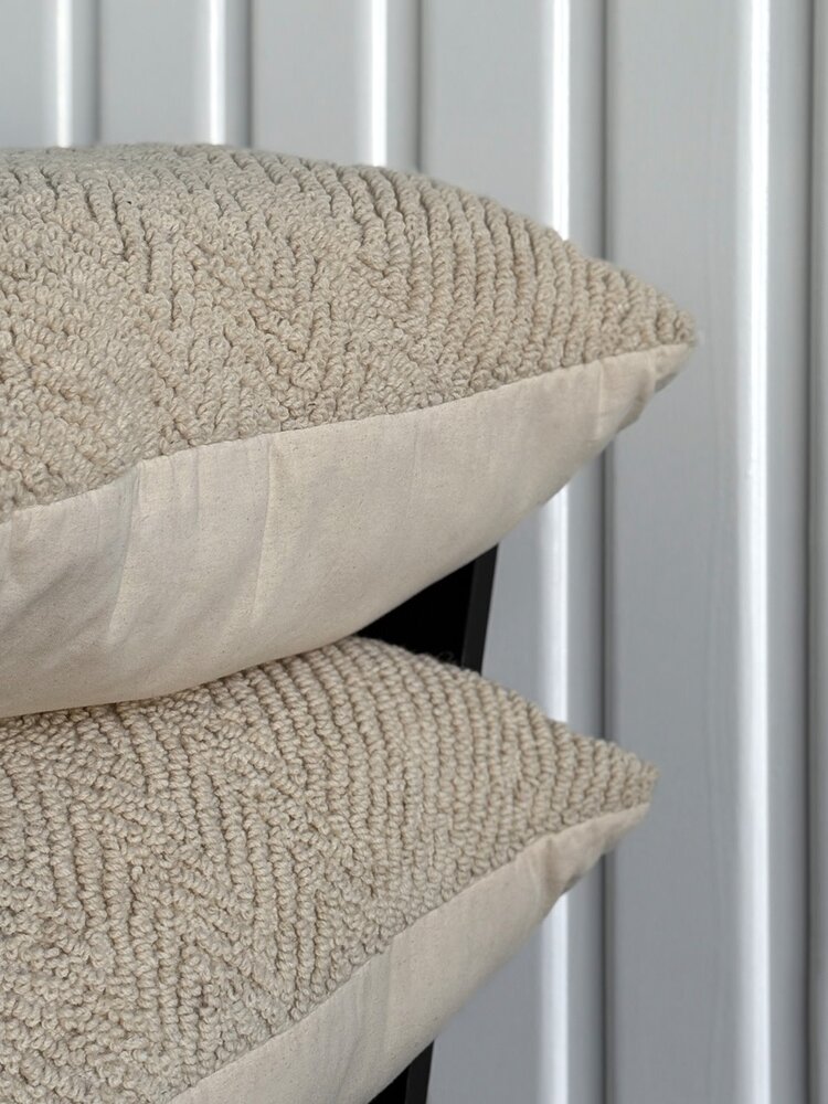 Cream Phaedra Brocade Wool Floor Cushion - FH