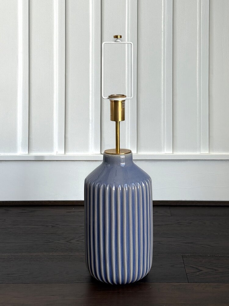 by Visual Comfort Braylen Ribbed Table Lamp: Blue