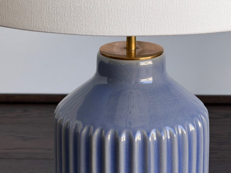 by Visual Comfort Braylen Ribbed Table Lamp: Blue