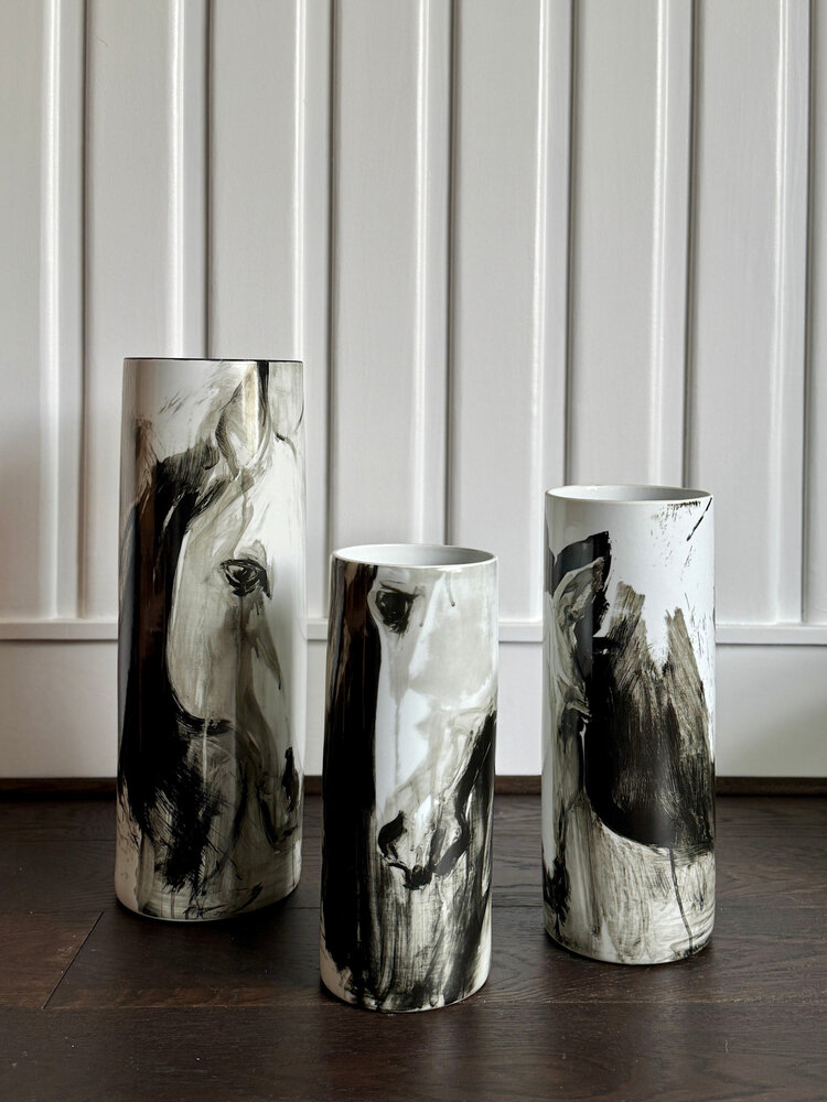 White Horses Tall Vase; Medium - TWCO