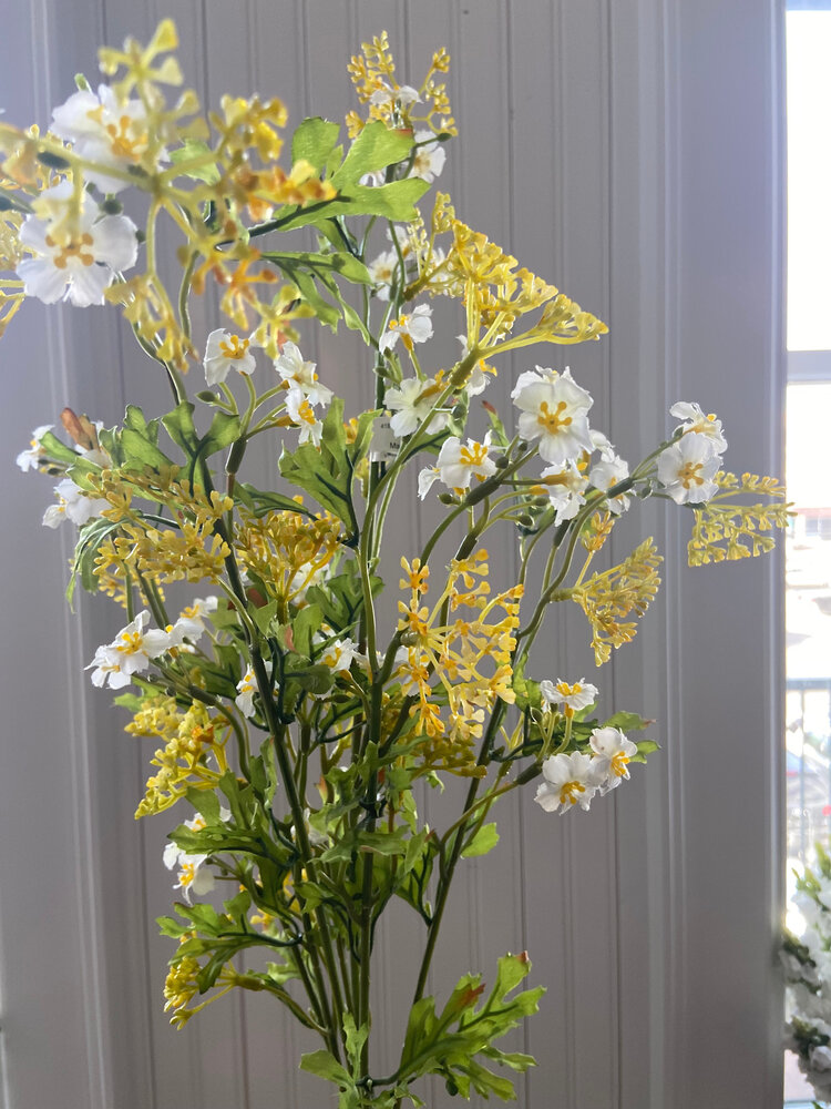 23.5" Cream Mini Blossom & Seed Bush - SAI