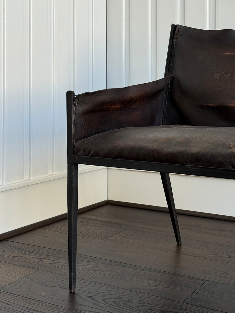 Iron and Leather Settee