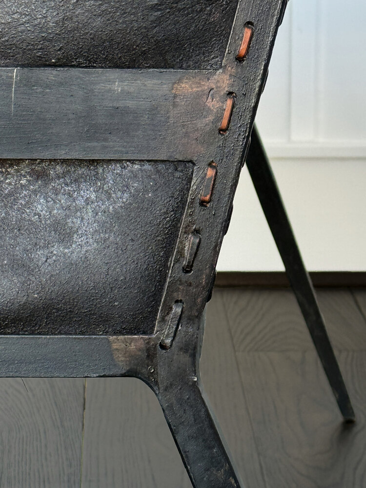 Iron and Leather Settee