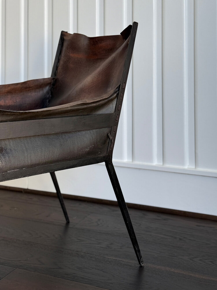 Iron and Leather Arm Chair