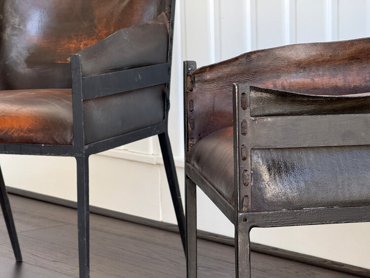 Iron and Leather Arm Chair