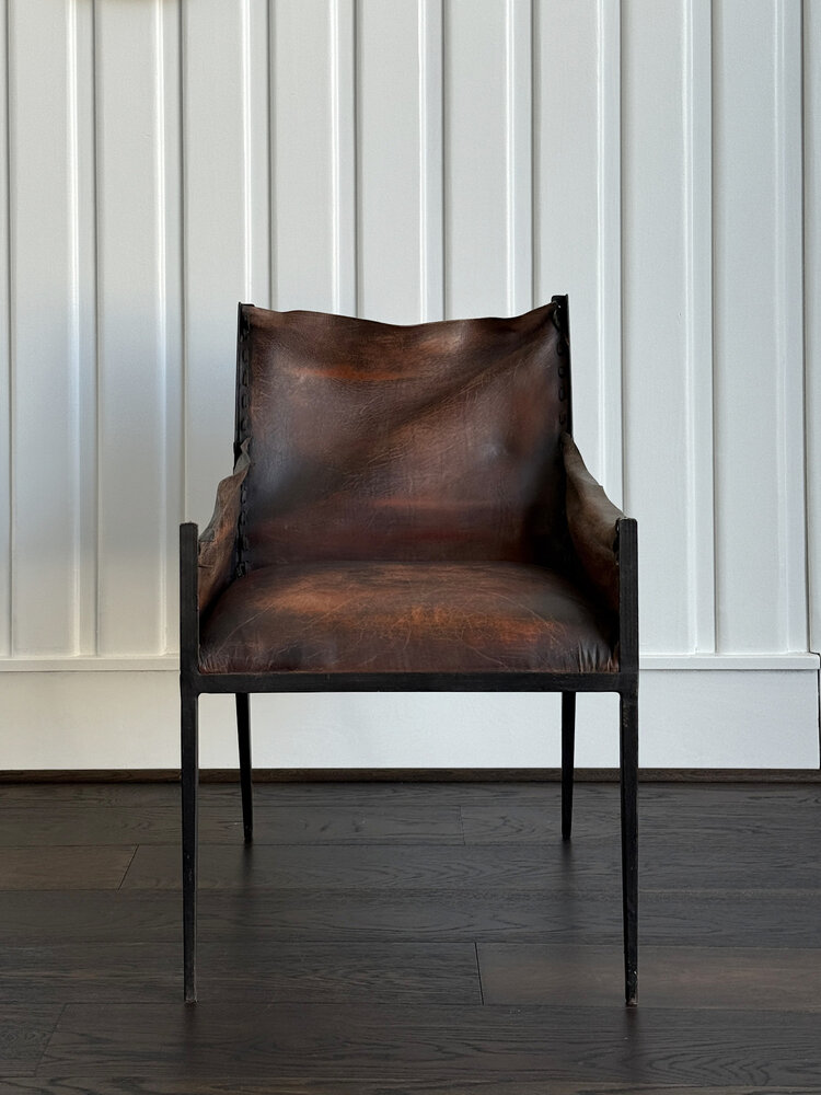 Iron and Leather Arm Chair