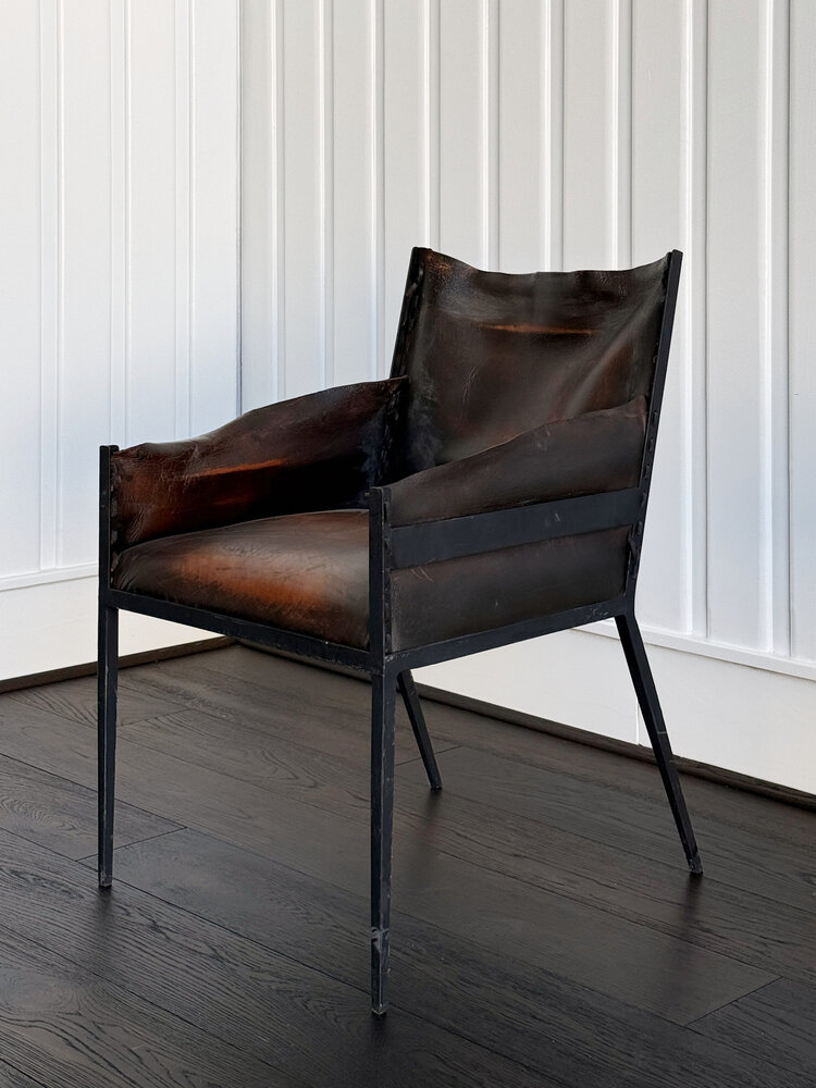 Iron and Leather Arm Chair
