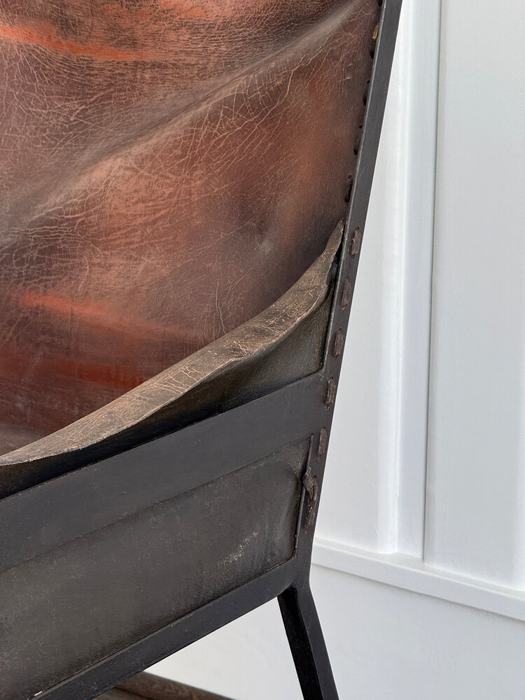 Iron and Leather Arm Chair