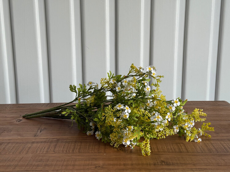 23.5" Cream Mini Blossom & Seed Bush - SAI