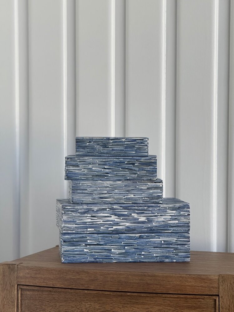 Blue Textured Bone Box: Large - AS