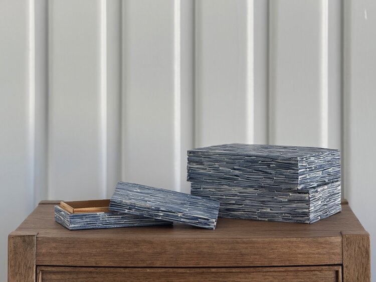 Blue Textured Bone Box: Large - AS