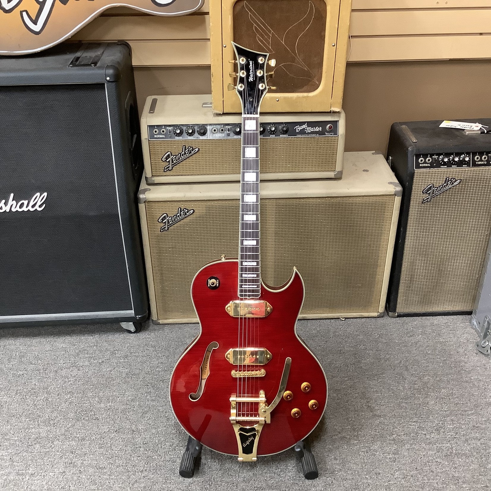 Waterstone Waterstone “Mildred” Red, P90’s, Bigsby Red+Gold