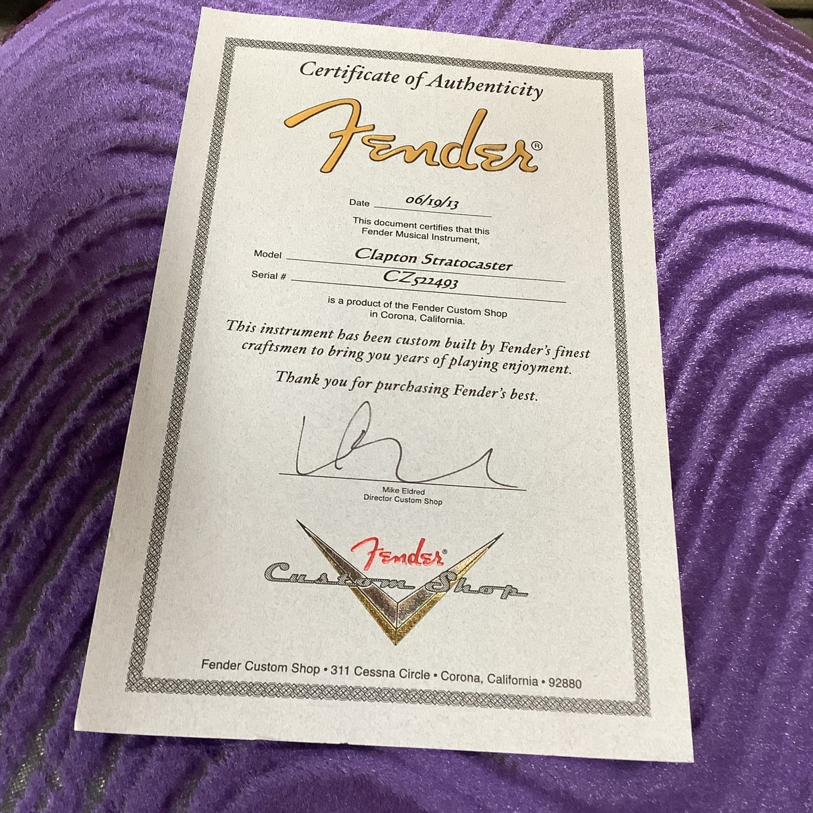 Fender Fender Custom Shop Eric Clapton Signature ''Blackie'' Stratocaster, Left Handed Guitar