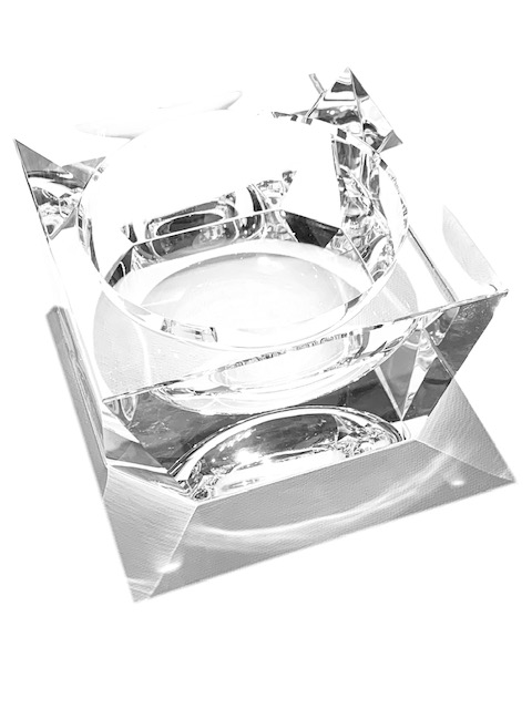 BECKER MINTY Cubik Collection - Clear Crystal Glass Bowl - H10x20x20cm-1