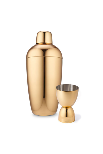 AERIN - Fausto Cocktail Shaker and Jigger Set - Gold Plated Stainless Steel