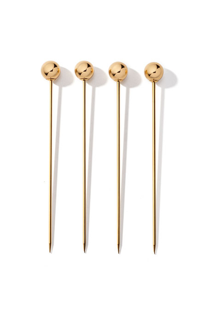 AERIN - Mattea Cocktail Picks - Boxed Set of Four 4 - Stainless Steel