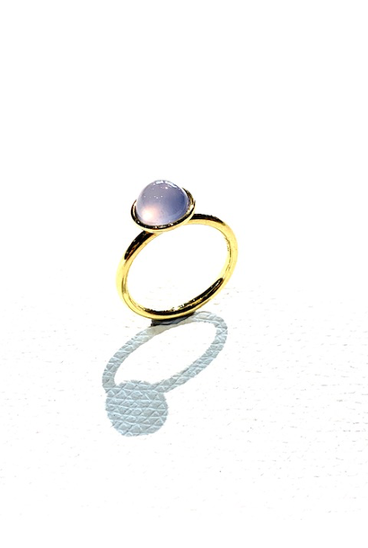 Jorge Adeler - 18ct Gold  Ring with Blue Chalcedony Cabochon 2.27ct - Size "N" - Handmade in USA