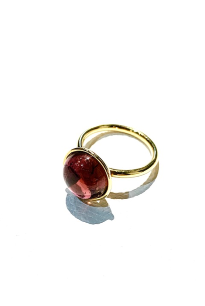 Jorge Adeler - 18ct Gold Ring with Pink Tourmaline Cabochon 7.01ct - Size "P" - Handmade in USA