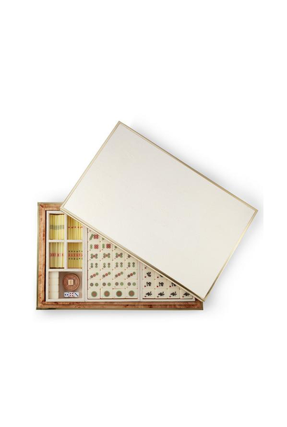 AERIN Embossed Shagreen Mahjong Set Cream Becker Minty