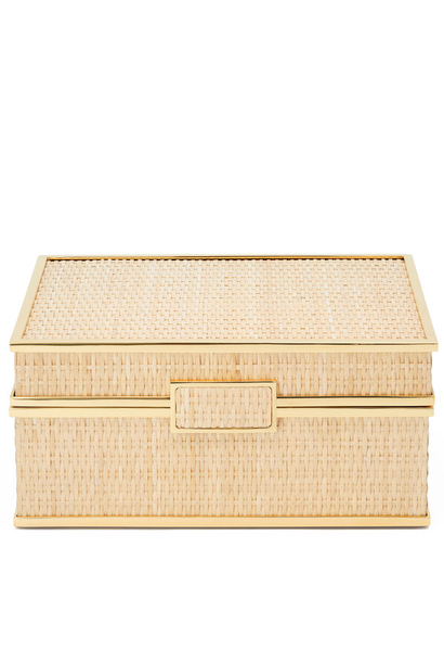 AERIN - Colette Cane Jewellery Box - Woven Cane with Suede Lining