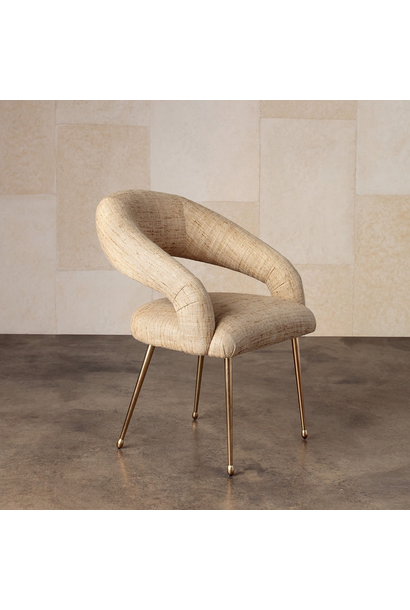 Kelly Wearstler - Laurel Dining Chair in Sonoma Straw Fabric 25"W x 24"D x 32"H  Material: Burnished Bronze with Upholstery