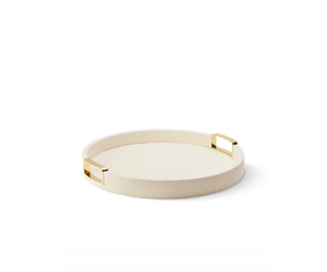 AERIN Carina Shagreen Small Round Tray Embossed Shagreen