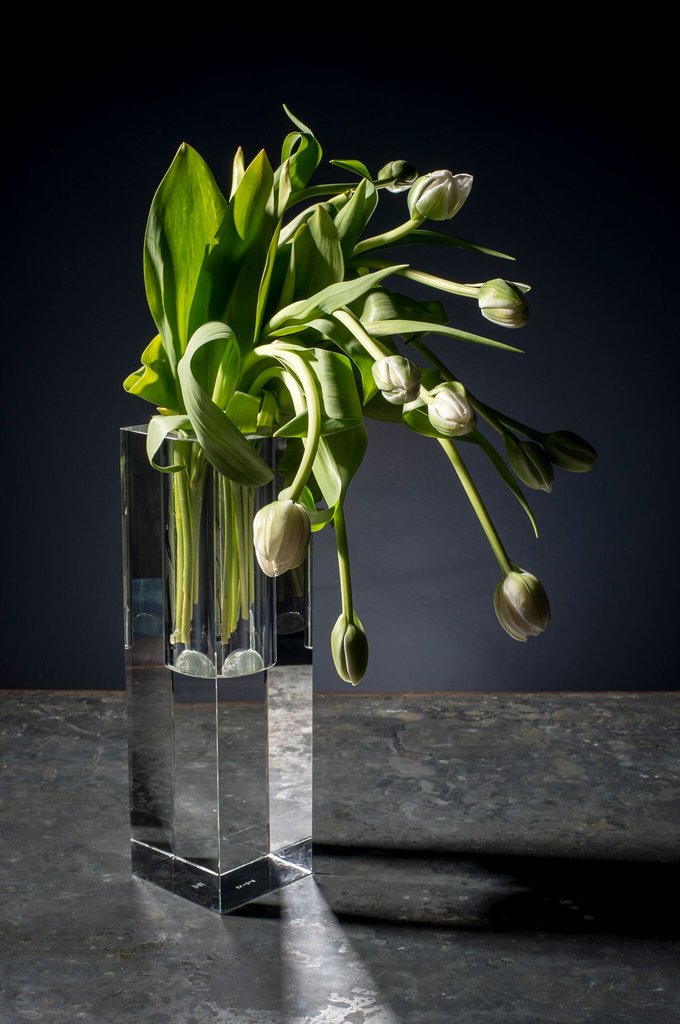BECKER MINTY Cubik Collection - Tall Wide Hole Vase - Crystal Glass - Clear - 10x10x35cm-1