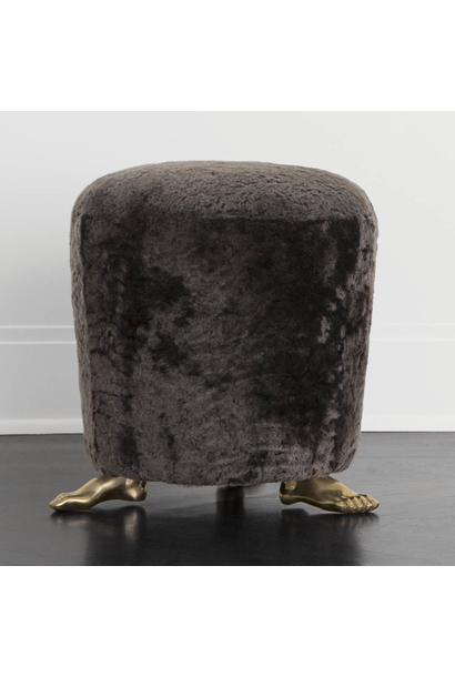 Kelly Wearstler - Foot Stool - Solid Brass Feet with Mink Shearling