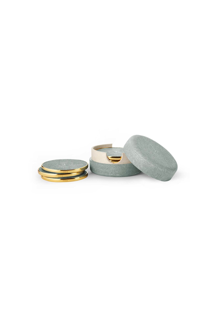 AERIN - Embossed Shagreen Coaster - Set of 4 - Mist