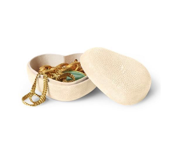 AERIN Embossed Shagreen Heart Box Cream Becker Minty