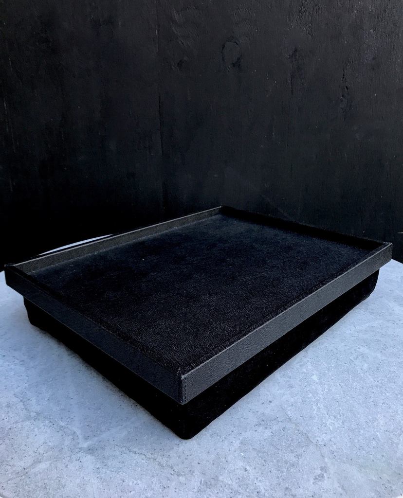 Giobagnara - Teddy Bed Tray Large - Printed Calfskin Leather - Black with Black Stitching - 54x44.5x10cm - Italy-2