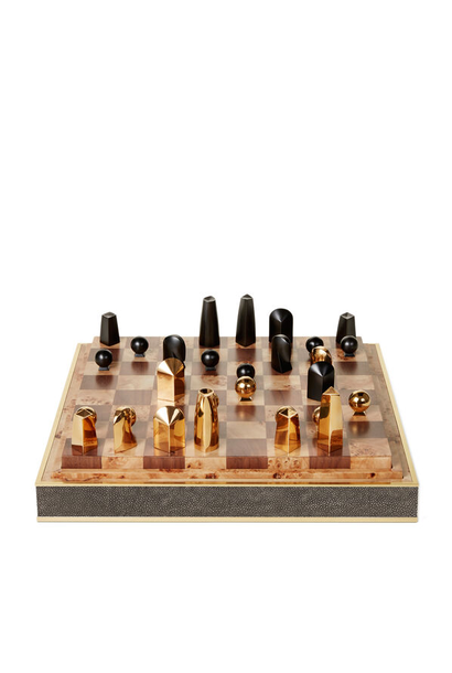 AERIN - Embossed Shagreen Chess Set - Chocolate