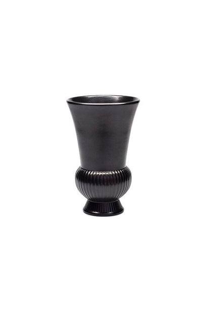 Vintage Wedgwood - Ravenstone Trumpet Vase - Black - Medium H15.5cm - UK c.1960