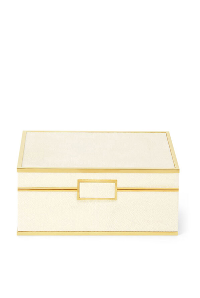 AERIN - Classic Embossed Shagreen Small Jewellery Box - Cream