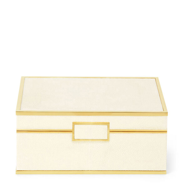 AERIN - Classic Embossed Shagreen Small Jewellery Box - Cream-1