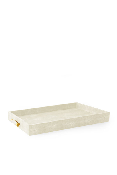 AERIN - Classic Embossed Shagreen Serving Tray - Cream