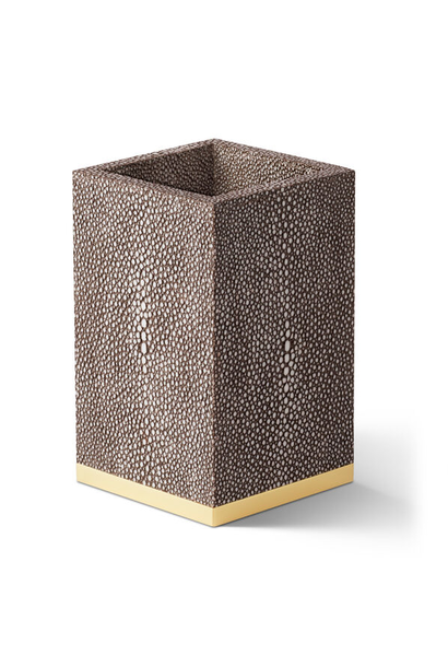 AERIN - Embossed Shagreen Pencil Cup - Chocolate