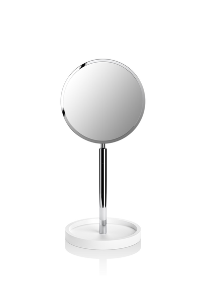DW - Stone Collection - KSA Freestanding Cosmetic Mirror - White Resin Chrome - 4x Magnification - 40x18x16.5cm - Germany