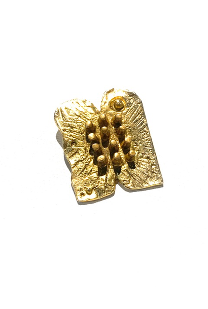 Vintage Gold Tone Brutalist Pendant or Brooch - Isreal - Signed c1976