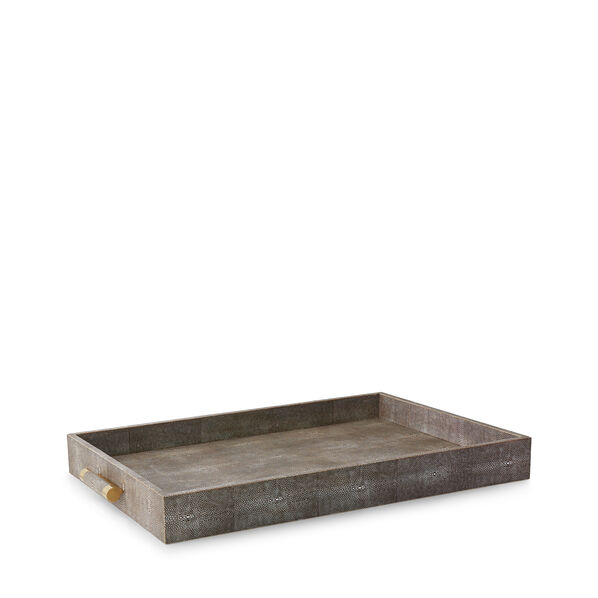 AERIN - Classic Embossed Shagreen Serving Tray - Chocolate-1