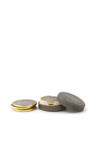 AERIN - Embossed Shagreen Coasters - Set of 4 - Chocolate