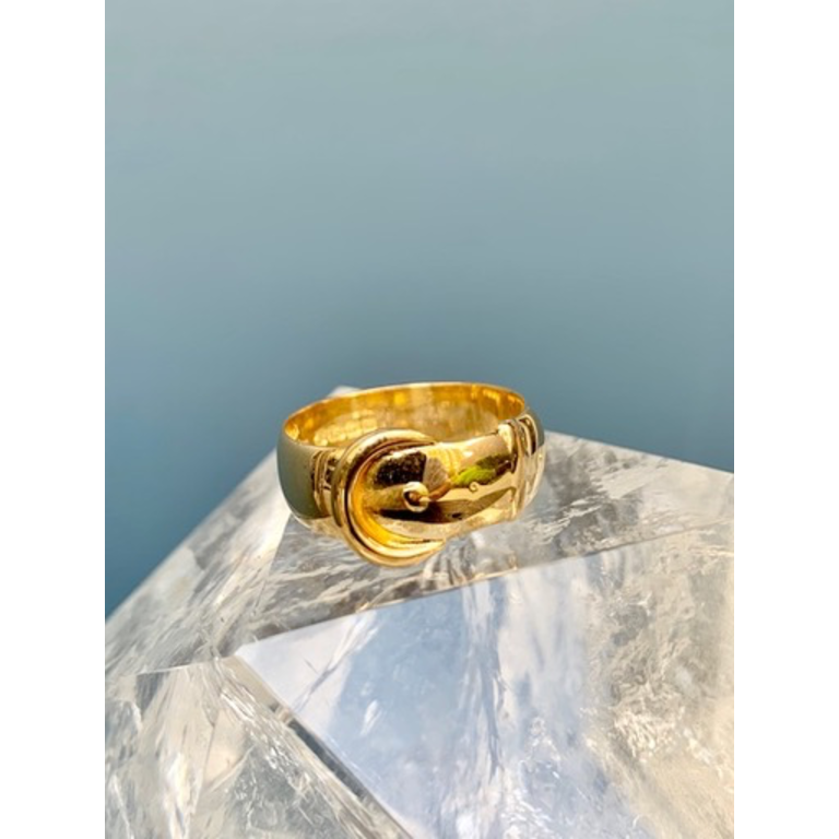 Sandy voorbeeld voorspelling B.M.V.A. Antique Victorian 18ct Yellow Gold Belt Buckle Ring - Round Edge  Buckle - c1890