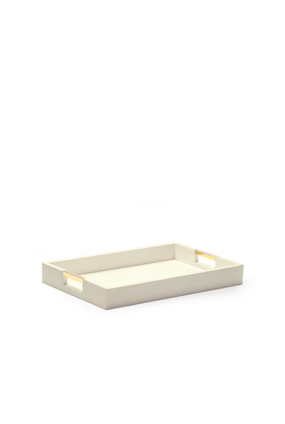 AERIN - Modern Embossed Shagreen Desk Tray - Cream