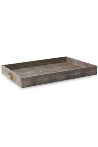 AERIN - Classic Embossed Shagreen Butler Tray - Chocolate