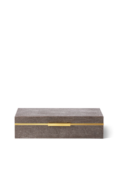 AERIN - Embossed Shagreen Envelope Box - Chocolate