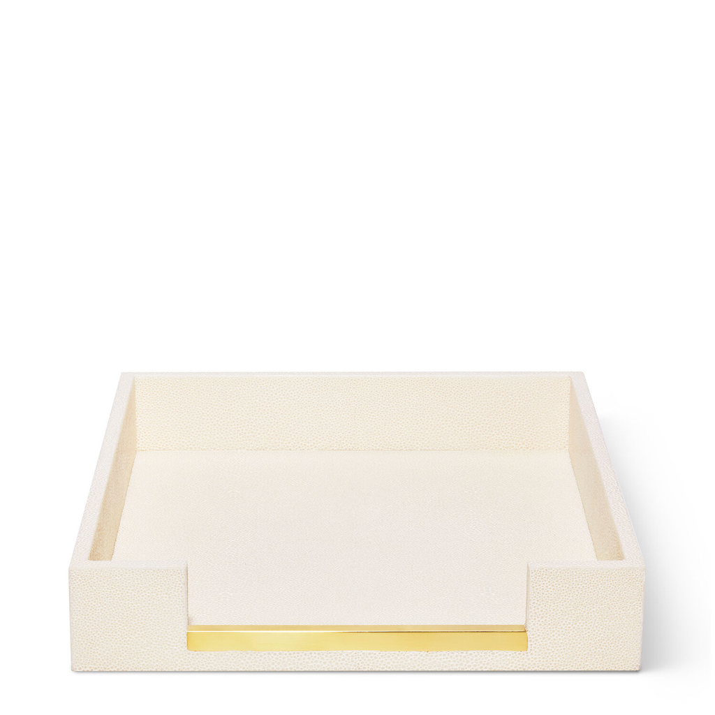 AERIN Embossed Shagreen Paper Tray Cream Becker Minty