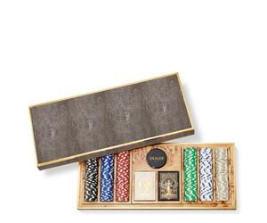 AERIN Embossed Shagreen Poker Set Charcoal Becker Minty