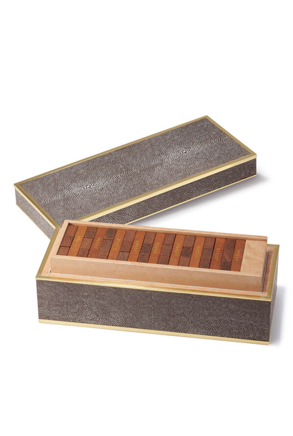 AERIN - Embossed Shagreen JENGA Set - Chocolate